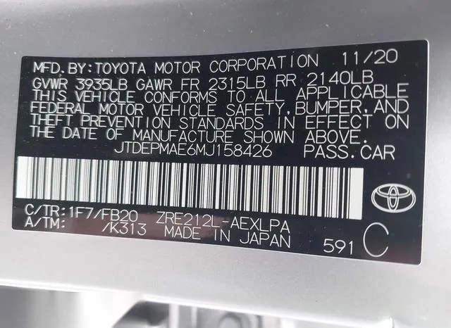 JTDEPMAE6MJ158426 2021 2021 Toyota Corolla- LE 9