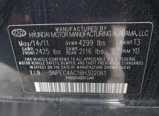 5NPEC4AC1BH302061 2011 2011 Hyundai Sonata- Limited 9