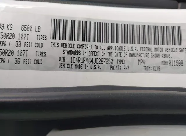 1C4RJFAG4JC287250 2018 2018 Jeep Grand Cherokee- Altitude 4X4 9