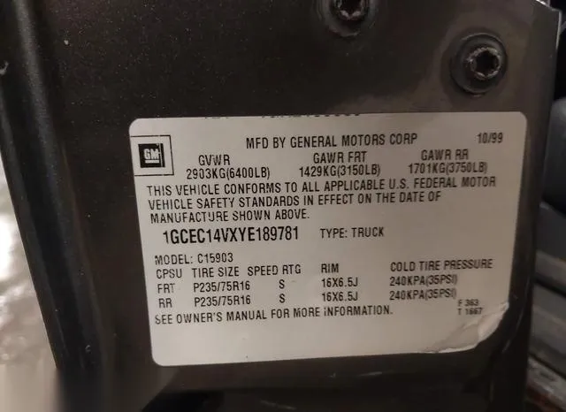 1GCEC14VXYE189781 2000 2000 Chevrolet Silverado 1500 9