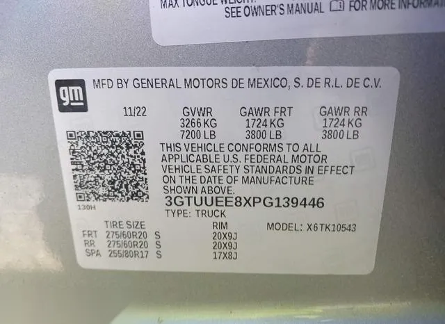 3GTUUEE8XPG139446 2023 2023 GMC Sierra- 1500 4Wd  Short Box 9