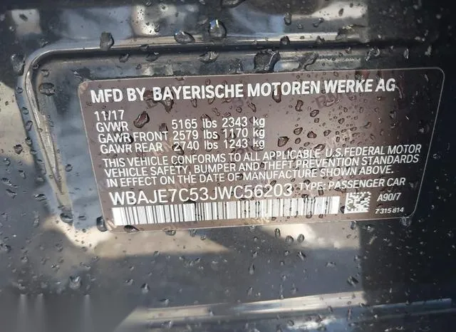 WBAJE7C53JWC56203 2018 2018 BMW 5 Series- 540I Xdrive 9