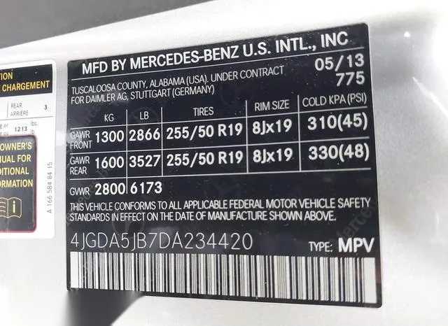 4JGDA5JB7DA234420 2013 2013 Mercedes-Benz ML 350 9