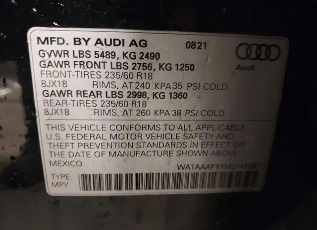 WA1AAAFY1M2141247 2021 2021 Audi Q5- Premium 45 Tfsi Quattr 9