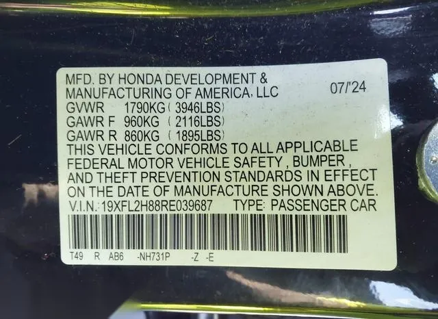 19XFL2H88RE039687 2024 2024 Honda Civic- Sport 9