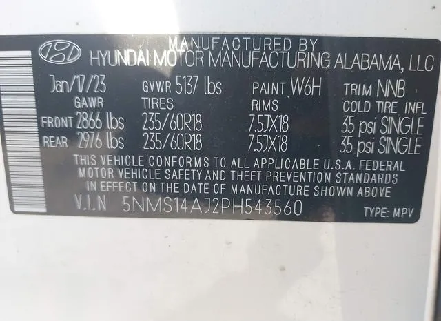 5NMS14AJ2PH543560 2023 2023 Hyundai Santa Fe- SE 9