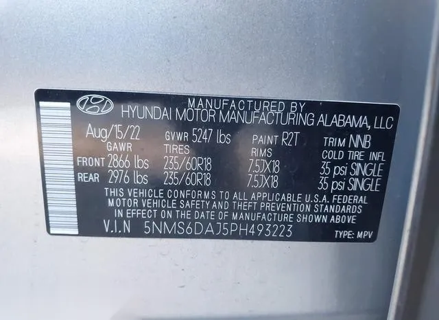 5NMS6DAJ5PH493223 2023 2023 Hyundai Santa Fe- Xrt 9