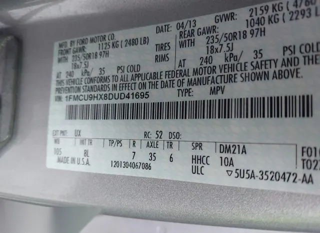 1FMCU9HX8DUD41695 2013 2013 Ford Escape- Sel 9