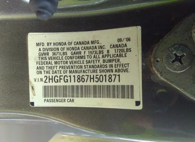 2HGFG11867H501871 2007 2007 Honda Civic- EX 9