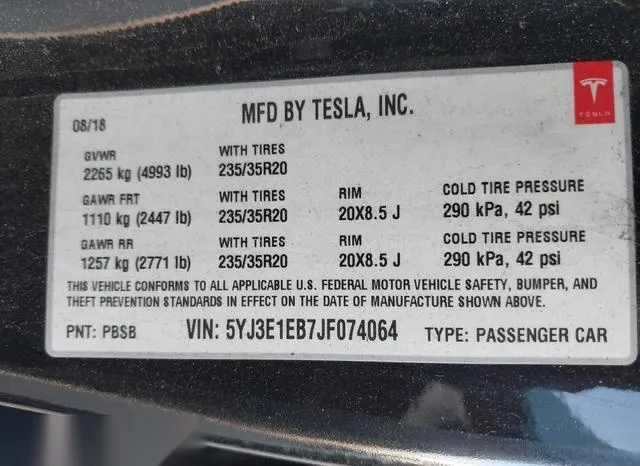 5YJ3E1EB7JF074064 2018 2018 Tesla Model 3- Long Range/Perfo 9