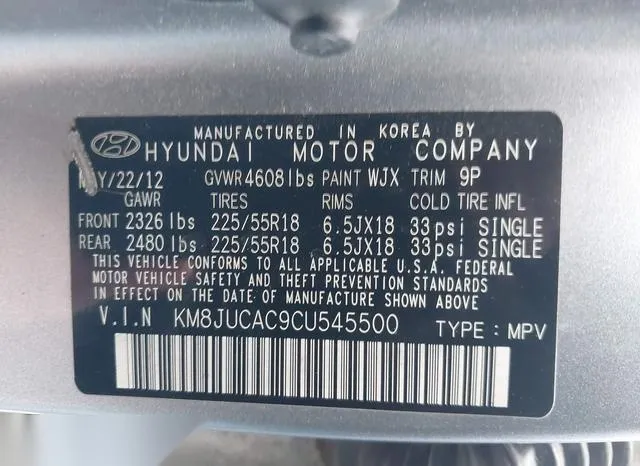 KM8JUCAC9CU545500 2012 2012 Hyundai Tucson- Limited 9