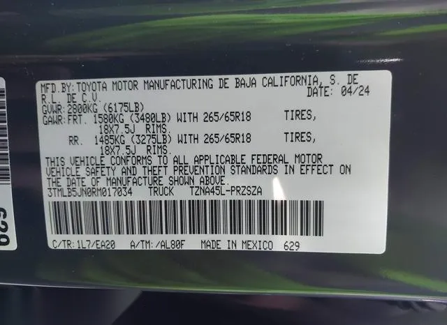 3TMLB5JN0RM017034 2024 2024 Toyota Tacoma- Double Cab/Sr5/T 9