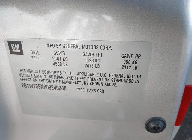 2G1WT58N889245248 2008 2008 Chevrolet Impala- LT 9