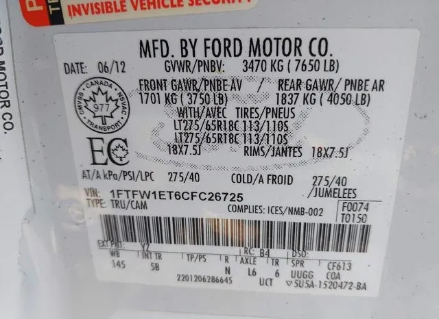 1FTFW1ET6CFC26725 2012 2012 Ford F-150- FX4 9