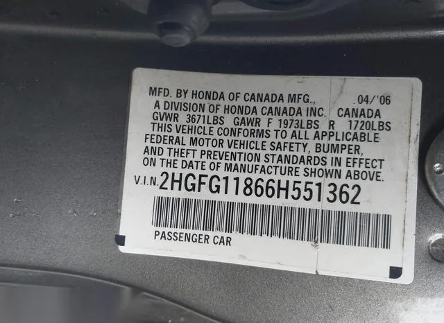 2HGFG11866H551362 2006 2006 Honda Civic- EX 9