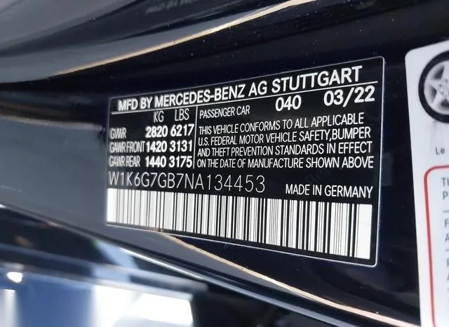 W1K6G7GB7NA134453 2022 2022 Mercedes-Benz S 580- 4Matic 9