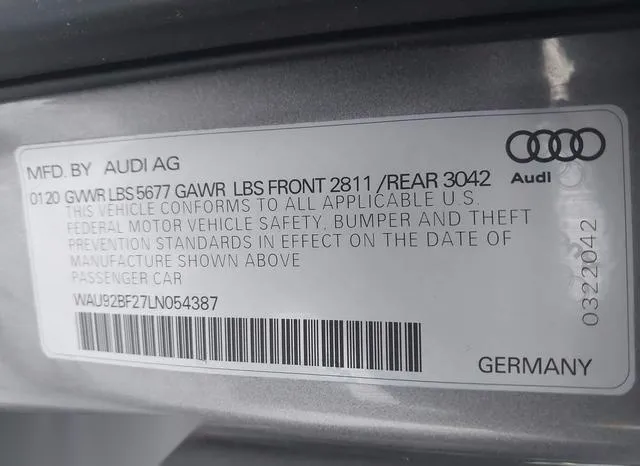 WAU92BF27LN054387 2020 2020 Audi A6- Allroad Prestige 55 Tf 9