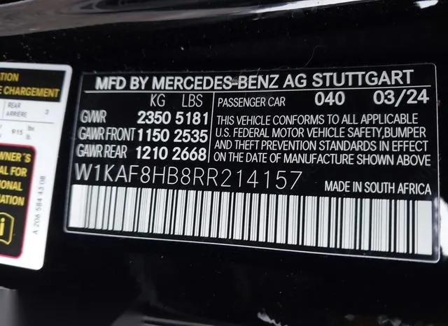 W1KAF8HB8RR214157 2024 2024 Mercedes-Benz AMG C 43- 4Matic 9