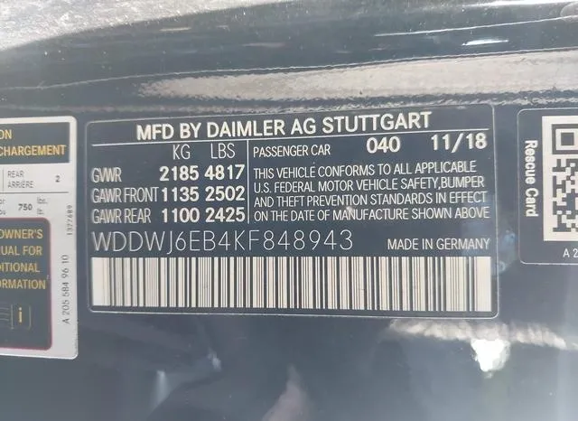 WDDWJ6EB4KF848943 2019 2019 Mercedes-Benz AMG C 43- 4Matic 9