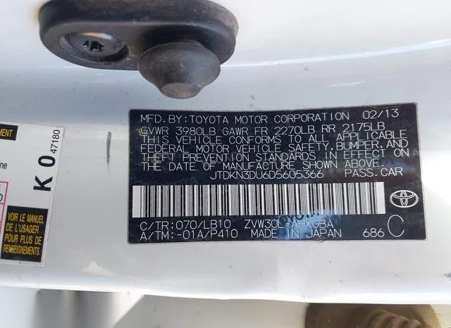 JTDKN3DU6D5605366 2013 2013 Toyota Prius- Five/Four/Three/T 9