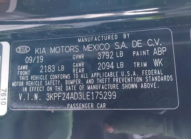 3KPF24AD3LE175299 2020 2020 KIA Forte- Lxs 9