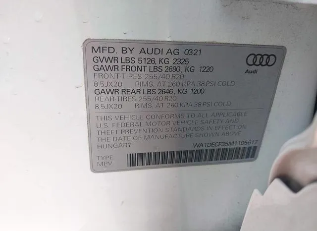 WA1DECF35M1105617 2021 2021 Audi Q3- Premium 45 Tfsi S Line 9