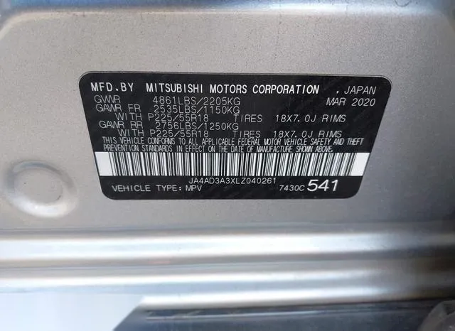 JA4AD3A3XLZ040261 2020 2020 Mitsubishi Outlander- SP 2-4 9