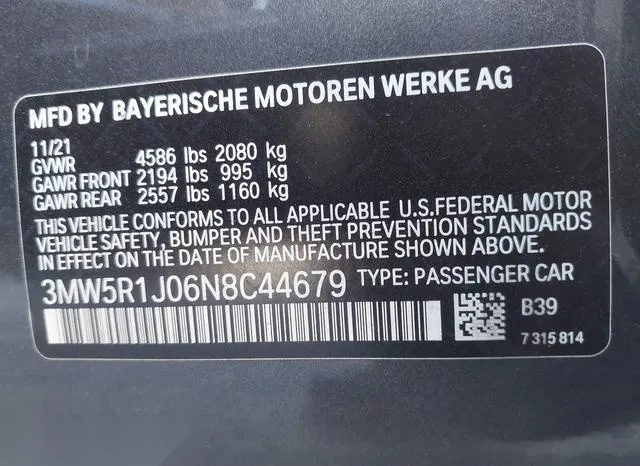 3MW5R1J06N8C44679 2022 2022 BMW 3 Series- 330I 9