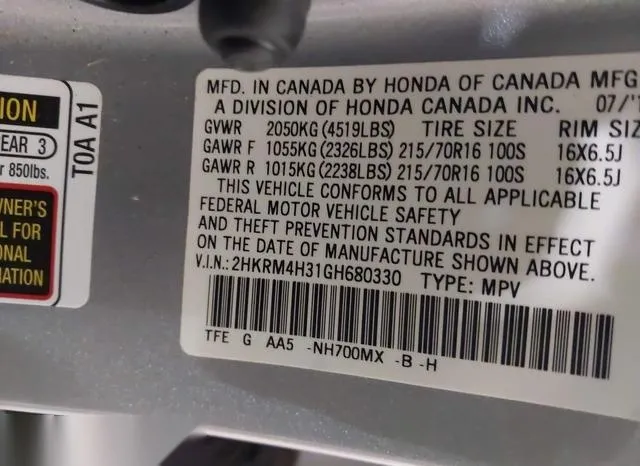 2HKRM4H31GH680330 2016 2016 Honda CR-V- LX 9