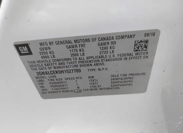 2GNALCEK9H1527789 2017 2017 Chevrolet Equinox- LT 9