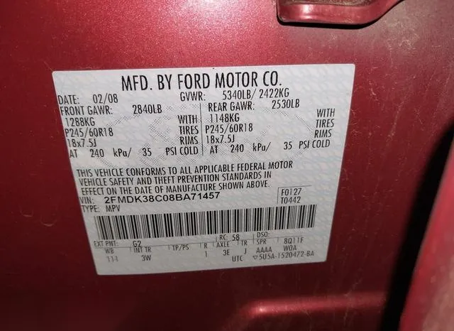 2FMDK38C08BA71457 2008 2008 Ford Edge- Sel 9