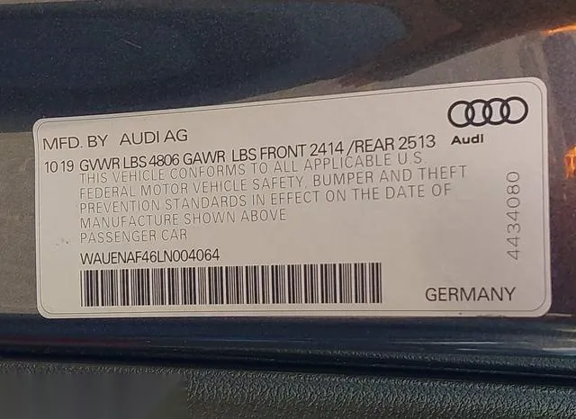 WAUENAF46LN004064 2020 2020 Audi A4- Premium Plus 45 Tfsi Q 9