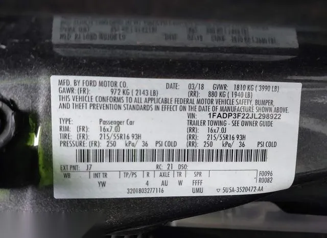 1FADP3F22JL298922 2018 2018 Ford Focus- SE 9