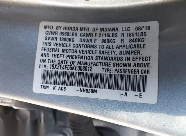 19XZE4F55KE008012 2019 2019 Honda Insight- EX 9