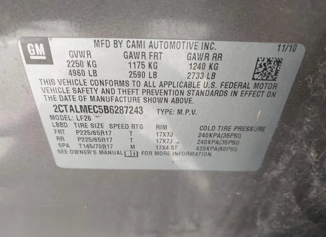 2CTALMEC5B6287243 2011 2011 GMC Terrain- Sle-1 9