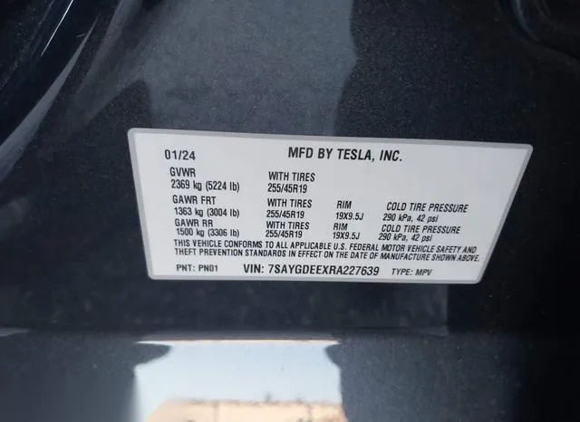 7SAYGDEEXRA227639 2024 2024 Tesla Model Y- Long Range Dual 9