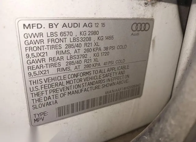 WA1VAAF74HD005942 2017 2017 Audi Q7- 3-0T Premium 9