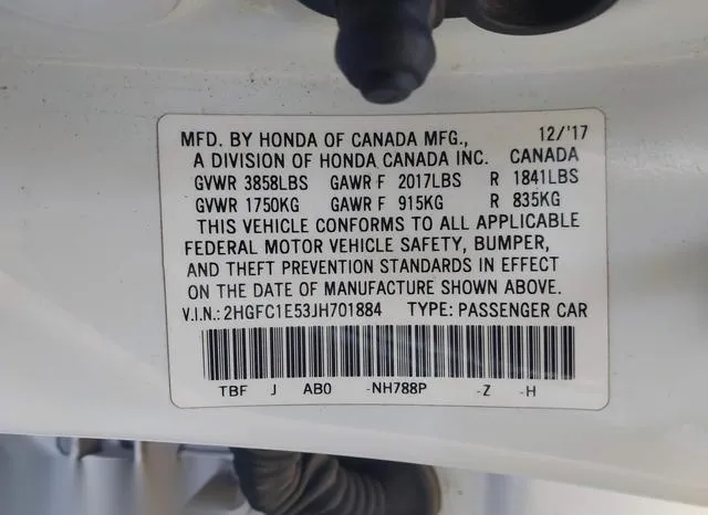 2HGFC1E53JH701884 2018 2018 Honda Civic- SI 9