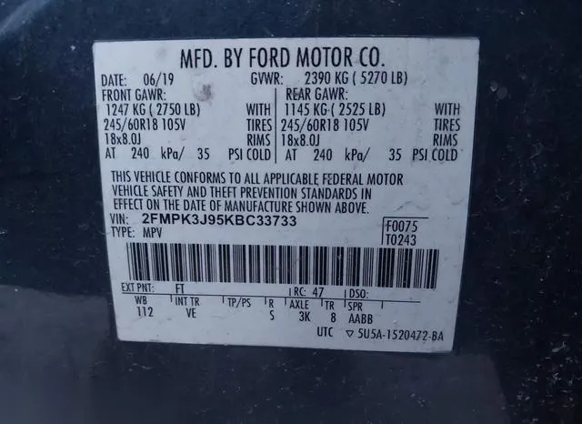 2FMPK3J95KBC33733 2019 2019 Ford Edge- Sel 9