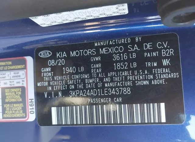 3KPA24AD1LE343788 2020 2020 KIA Rio- S 9