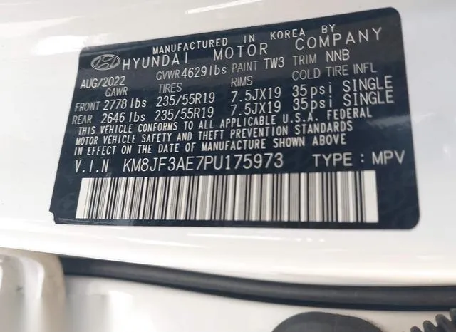 KM8JF3AE7PU175973 2023 2023 Hyundai Tucson- Xrt 9