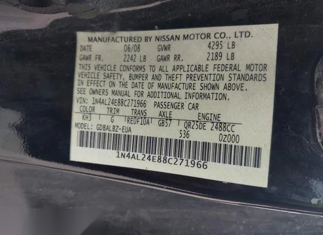 1N4AL24E88C271966 2008 2008 Nissan Altima- 2-5 S 9