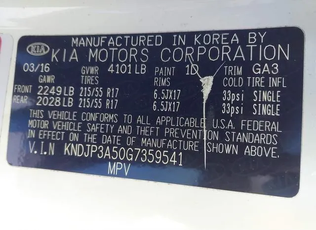 KNDJP3A50G7359541 2016 2016 KIA Soul- - 9