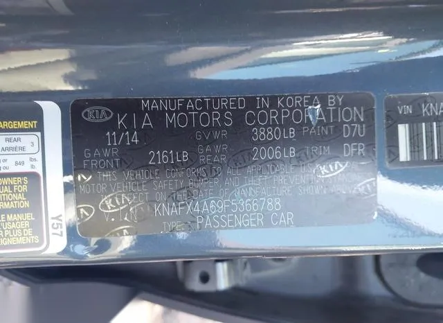 KNAFX4A69F5366788 2015 2015 KIA Forte- LX 9