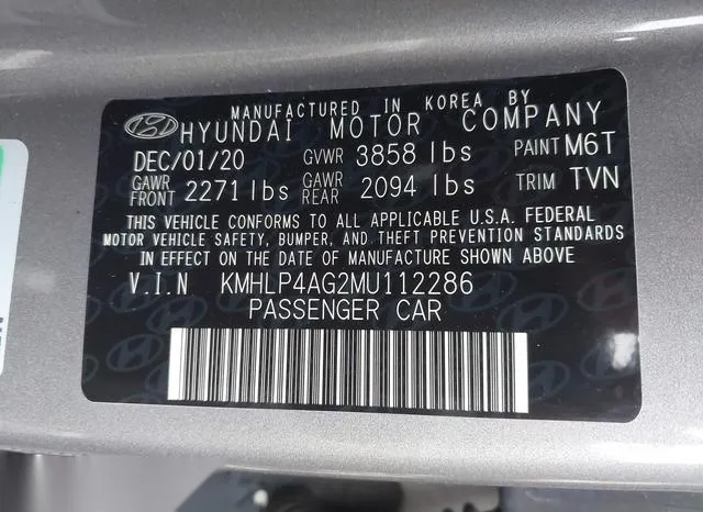 KMHLP4AG2MU112286 2021 2021 Hyundai Elantra- Limited 9