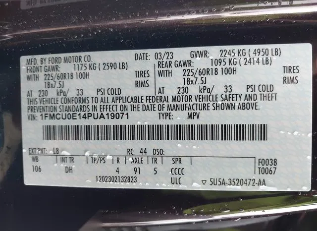 1FMCU0E14PUA19071 2023 2023 Ford Escape- Phev 9