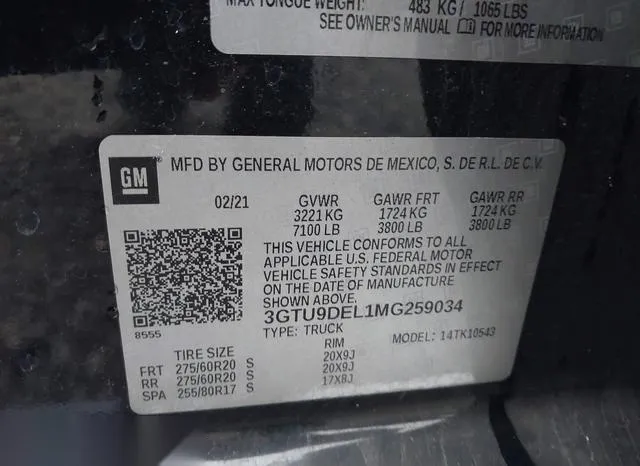 3GTU9DEL1MG259034 2021 2021 GMC Sierra- 1500 4Wd  Short Box 9