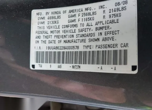 19UUA86229A000578 2009 2009 Acura TL- 3-5 9