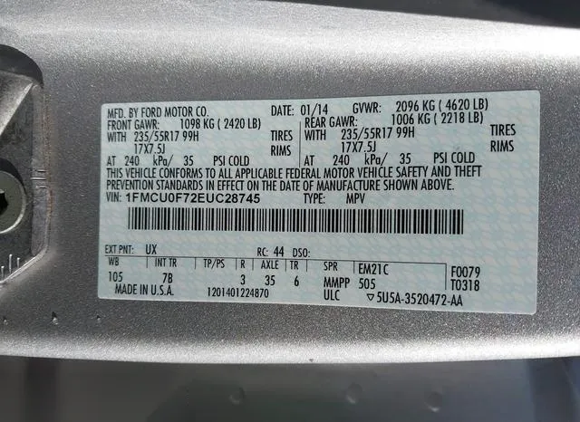 1FMCU0F72EUC28745 2014 2014 Ford Escape- S 9