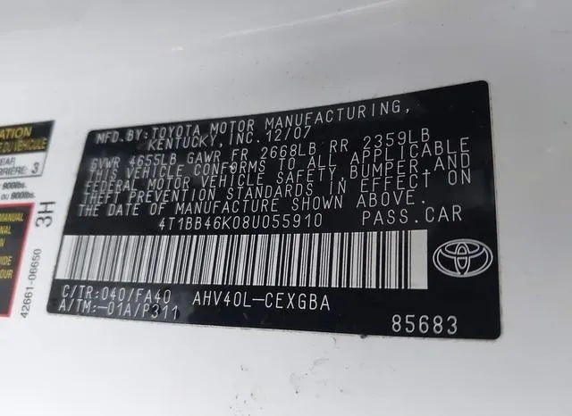 4T1BB46K08U055910 2008 2008 Toyota Camry- Hybrid 9